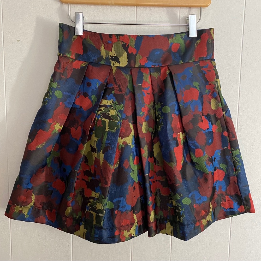 Box Pleat Abstract Skater Skirt